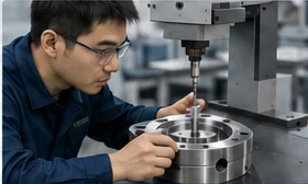 Dimensional inspection of a compatible machine part